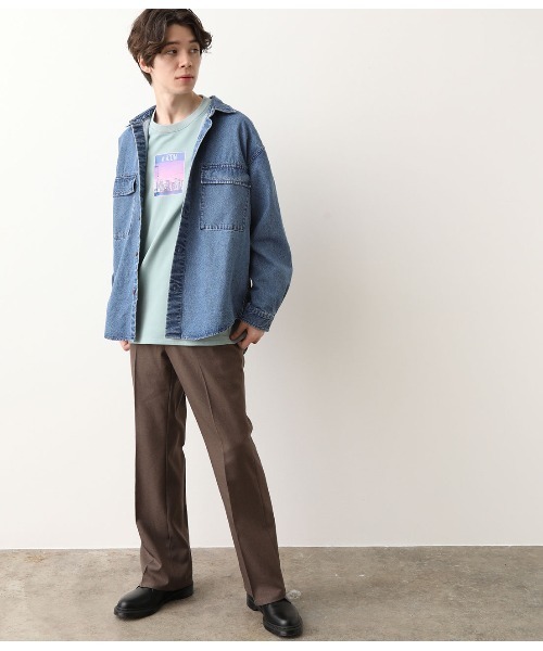 JUNRED（ジュンレッド）の「【ビッグシルエット】デニムCPOシャツ（シャツ/ブラウス・メンズ・ブルー/ネイビー・S/M/L）」の3枚目の写真