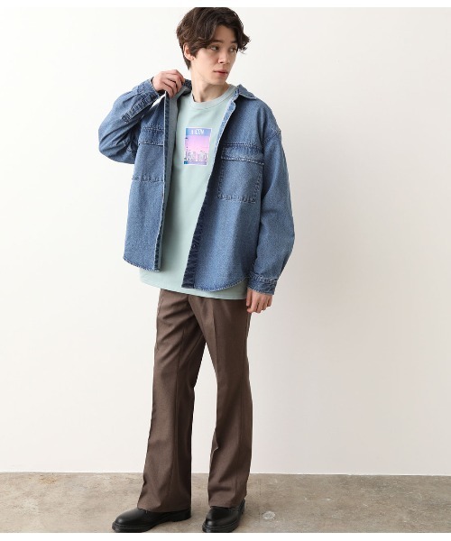 JUNRED（ジュンレッド）の「【ビッグシルエット】デニムCPOシャツ（シャツ/ブラウス・メンズ・ブルー/ネイビー・S/M/L）」の4枚目の写真