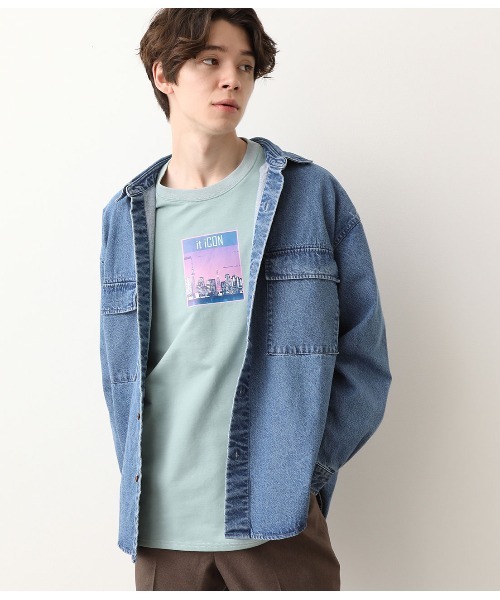 JUNRED（ジュンレッド）の「【ビッグシルエット】デニムCPOシャツ（シャツ/ブラウス・メンズ・ブルー/ネイビー・S/M/L）」の5枚目の写真