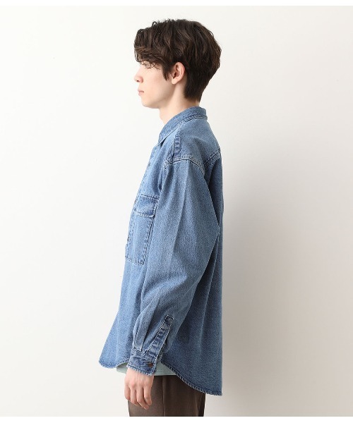 JUNRED（ジュンレッド）の「【ビッグシルエット】デニムCPOシャツ（シャツ/ブラウス・メンズ・ブルー/ネイビー・S/M/L）」の9枚目の写真
