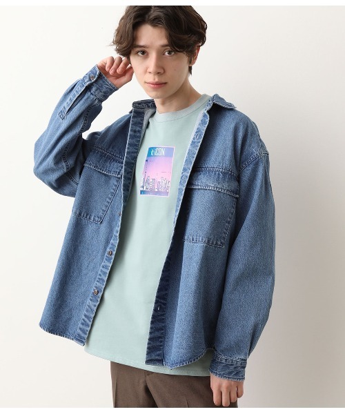 JUNRED（ジュンレッド）の「【ビッグシルエット】デニムCPOシャツ（シャツ/ブラウス・メンズ・ブルー/ネイビー・S/M/L）」の18枚目の写真