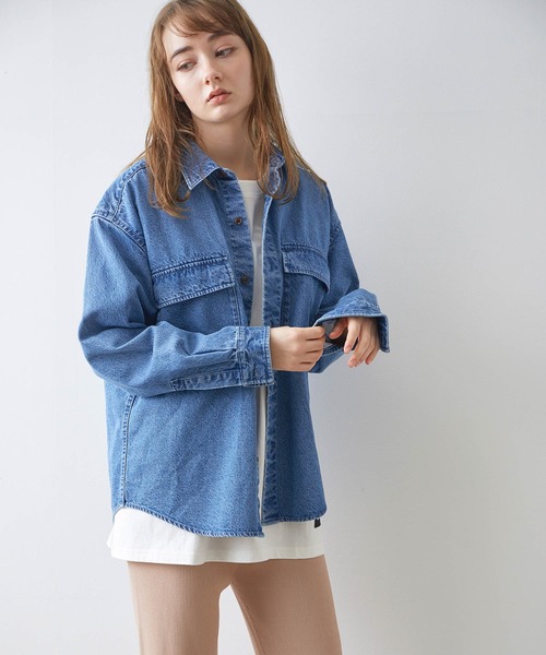 JUNRED（ジュンレッド）の「【ビッグシルエット】デニムCPOシャツ（シャツ/ブラウス・メンズ・ブルー/ネイビー・S/M/L）」の21枚目の写真