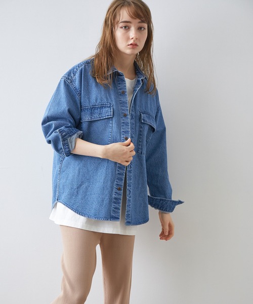 JUNRED（ジュンレッド）の「【ビッグシルエット】デニムCPOシャツ（シャツ/ブラウス・メンズ・ブルー/ネイビー・S/M/L）」の19枚目の写真