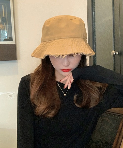 shopnikoniko(ショップニコニコ)の「フリンジシンプルバケットハット(ハット・レディース・ホワイト/ブラック/ベージュ/ブラウン/レッド/グリーン・フリー)」の10枚目の写真