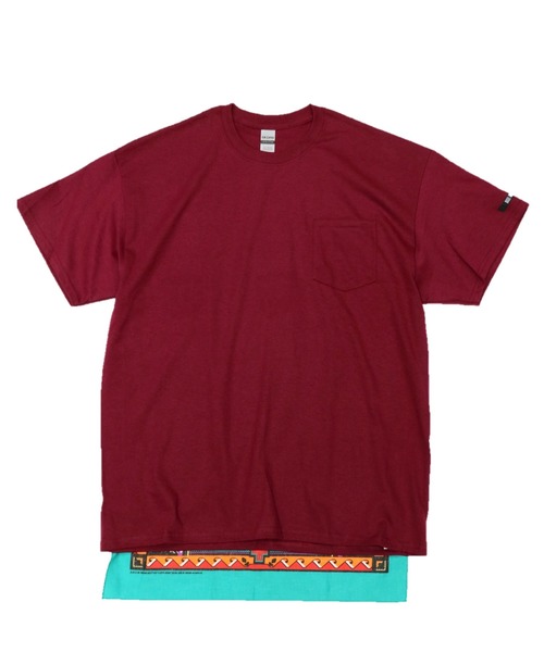 C.E.L.STORE(セルストア)の「RE CONSTRUCT/リコンストラクト BANDANA TAIL POCKET TEE(Tシャツ/カットソー)」|ワインレッド