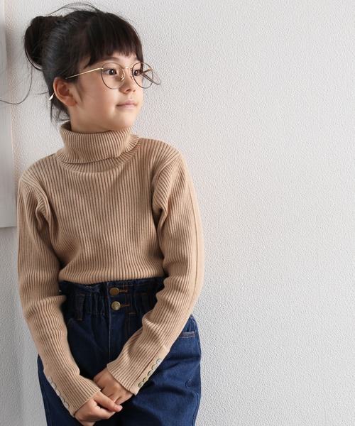 classicalelf（クラシカルエルフ）の「キッズ 袖シェルボタン付きタートルネックリブニット(長袖)（ニット/セーター・キッズ・ブラック/ベージュ/アイボリー/モカ・130/140/150）」の17枚目の写真