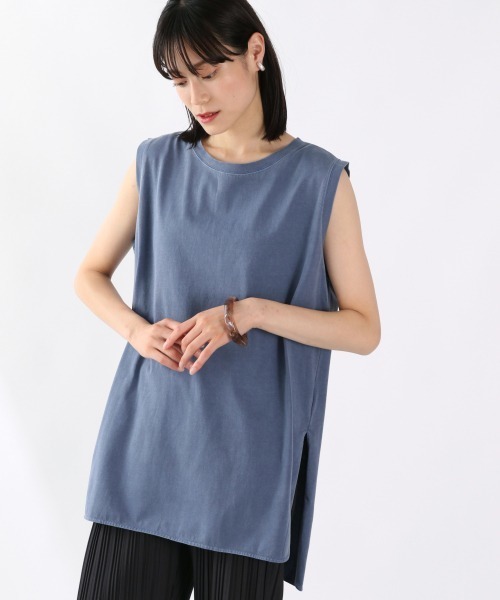 LOWRYS FARM（ローリーズファーム）の「ピグメントラウンドヘムノースリーブ　892691（Tシャツ/カットソー・レディース・ホワイト/チャコールグレー/パープル/ブルー・FREE）」の4枚目の写真