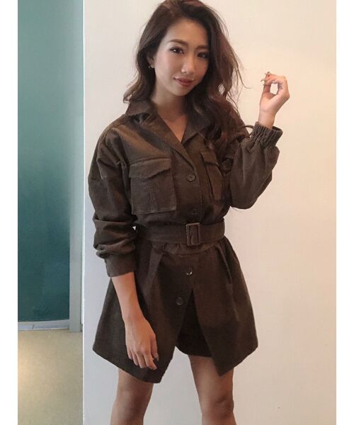 RESEXXY（リゼクシー）の「コーデュロイコンビネゾン（つなぎ/オールインワン・レディース・ブラウン/ベージュ/キャメル・FREE）」の5枚目の写真