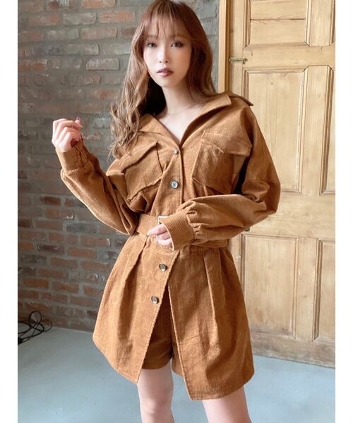 RESEXXY（リゼクシー）の「コーデュロイコンビネゾン（つなぎ/オールインワン・レディース・ブラウン/ベージュ/キャメル・FREE）」の9枚目の写真