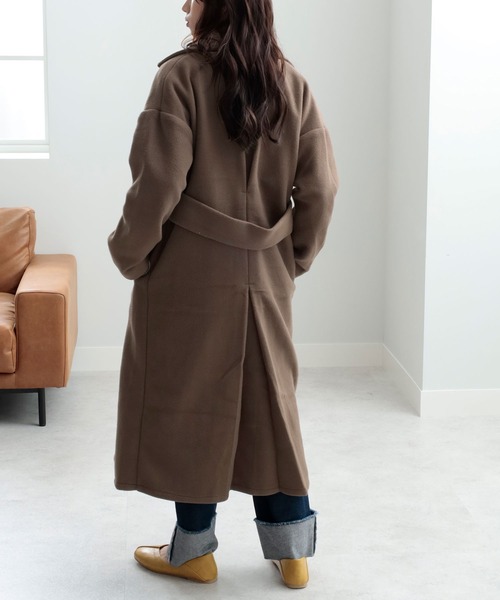 GeeRA（ジーラ）の「ダブルロングチェスターコート（チェスターコート・レディース・ブラック/ピンクベージュ/ブラウン/ブルー・SMALL/LARGE/MEDIUM/XX-LARGE/X-LARGE）」の7枚目の写真