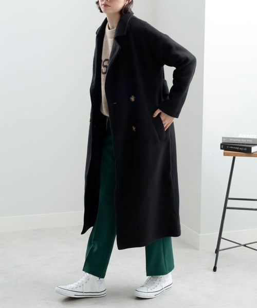 GeeRA（ジーラ）の「ダブルロングチェスターコート（チェスターコート・レディース・ブラック/ピンクベージュ/ブラウン/ブルー・SMALL/LARGE/MEDIUM/XX-LARGE/X-LARGE）」の11枚目の写真