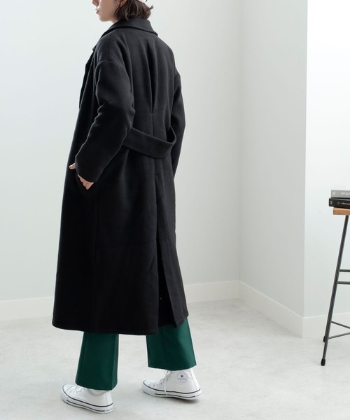 GeeRA（ジーラ）の「ダブルロングチェスターコート（チェスターコート・レディース・ブラック/ピンクベージュ/ブラウン/ブルー・SMALL/LARGE/MEDIUM/XX-LARGE/X-LARGE）」の10枚目の写真