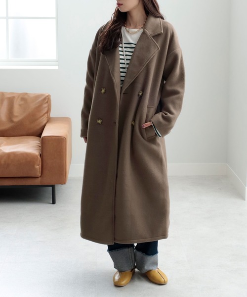 GeeRA（ジーラ）の「ダブルロングチェスターコート（チェスターコート・レディース・ブラック/ピンクベージュ/ブラウン/ブルー・SMALL/LARGE/MEDIUM/XX-LARGE/X-LARGE）」の22枚目の写真