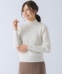 Rewde | 【パームオイル加工】肩ボタンリブニット（0R14-2101）(ニット/セーター)