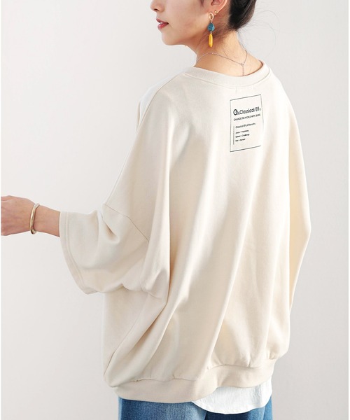 classicalelf(クラシカルエルフ)の「バックプリントで1+ ゆったり5分袖スウェット(Tシャツ/カットソー・レディース・ブラック/モカ/ブルー/アイボリー・MEDIUM/LARGE/X-LARGE)」の2枚目の写真