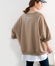バックプリントで1+ ゆったり5分袖スウェット