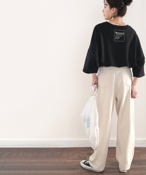 classicalelf(クラシカルエルフ)の「バックプリントで1+ ゆったり5分袖スウェット(Tシャツ/カットソー・レディース・ブラック/モカ/ブルー/アイボリー・MEDIUM/LARGE/X-LARGE)」の12枚目の写真