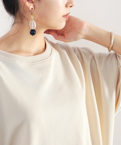 classicalelf(クラシカルエルフ)の「バックプリントで1+ ゆったり5分袖スウェット(Tシャツ/カットソー・レディース・ブラック/モカ/ブルー/アイボリー・MEDIUM/LARGE/X-LARGE)」の6枚目の写真