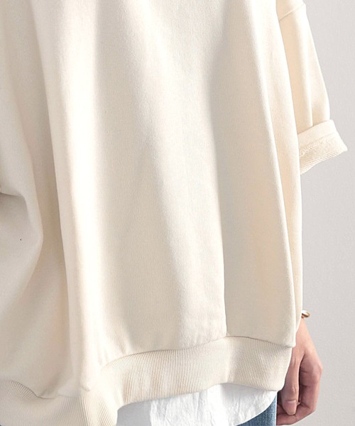 classicalelf(クラシカルエルフ)の「バックプリントで1+ ゆったり5分袖スウェット(Tシャツ/カットソー・レディース・ブラック/モカ/ブルー/アイボリー・MEDIUM/LARGE/X-LARGE)」の14枚目の写真
