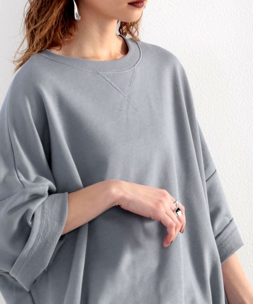 classicalelf(クラシカルエルフ)の「バックプリントで1+ ゆったり5分袖スウェット(Tシャツ/カットソー・レディース・ブラック/モカ/ブルー/アイボリー・MEDIUM/LARGE/X-LARGE)」の10枚目の写真