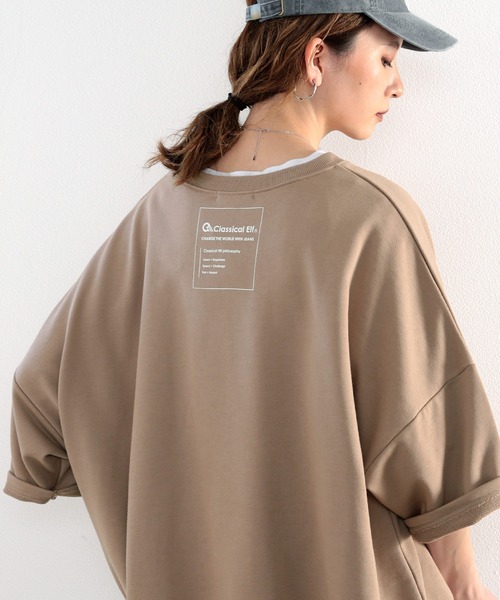 classicalelf(クラシカルエルフ)の「バックプリントで1+ ゆったり5分袖スウェット(Tシャツ/カットソー・レディース・ブラック/モカ/ブルー/アイボリー・MEDIUM/LARGE/X-LARGE)」の8枚目の写真