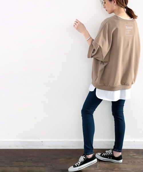 classicalelf(クラシカルエルフ)の「バックプリントで1+ ゆったり5分袖スウェット(Tシャツ/カットソー・レディース・ブラック/モカ/ブルー/アイボリー・MEDIUM/LARGE/X-LARGE)」の15枚目の写真