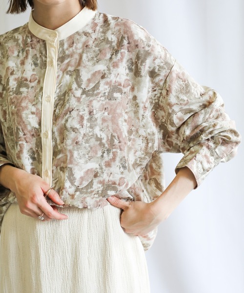 select MOCA(セレクトモカ)の「2021 SS スタンドカラーニュアンス柄シャツ(シャツ/ブラウス・レディース・ブルー/グリーン/ピンクベージュ・FREE)」の17枚目の写真