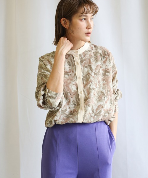 select MOCA(セレクトモカ)の「2021 SS スタンドカラーニュアンス柄シャツ(シャツ/ブラウス・レディース・ブルー/グリーン/ピンクベージュ・FREE)」の22枚目の写真