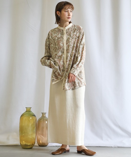 select MOCA(セレクトモカ)の「2021 SS スタンドカラーニュアンス柄シャツ(シャツ/ブラウス・レディース・ブルー/グリーン/ピンクベージュ・FREE)」の15枚目の写真