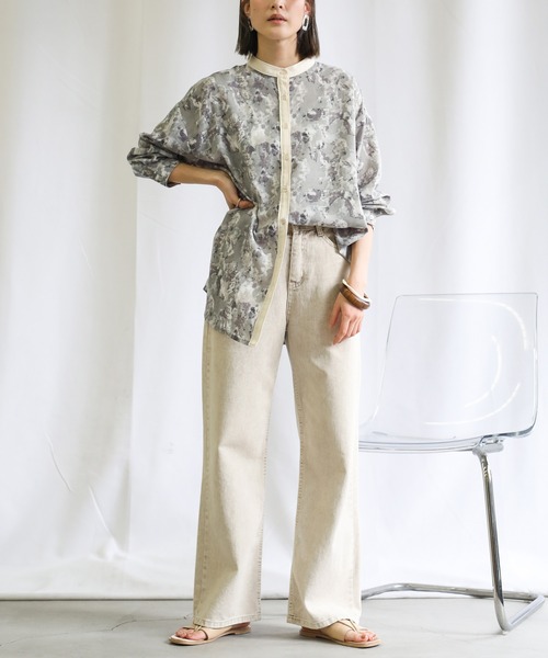 select MOCA(セレクトモカ)の「2021 SS スタンドカラーニュアンス柄シャツ(シャツ/ブラウス・レディース・ブルー/グリーン/ピンクベージュ・FREE)」の13枚目の写真