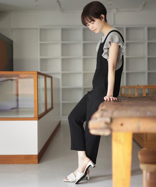 セール】ツイストメッシュのスクエアトゥプレートヒールミュール