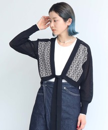 ダブルジャガード×透かしショートカーディガン