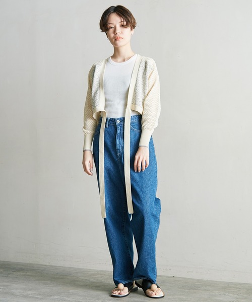 nitca（ニトカ）の「ダブルジャガード×透かしショートカーディガン（カーディガン/ボレロ・レディース・アイボリー/ブラック・FREE）」の15枚目の写真