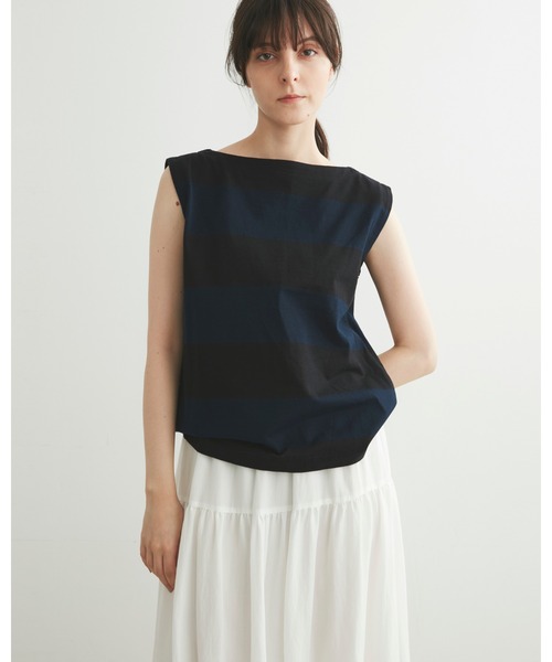 Traditional Weatherwear(トラディショナルウェザーウェア)の「NO SLEEVE PULL OVER WITH ZIP(Tシャツ/カットソー・レディース・ストライプ/ブルー系その他・S)」の2枚目の写真