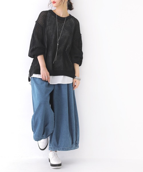 osharewalker（オシャレウォーカー）の「【廃盤】『タックボリュームデニムパンツ』（デニムパンツ・レディース・インディゴブルー/ブルー・FREE）」の6枚目の写真