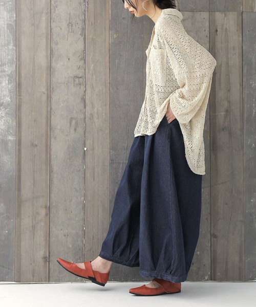 osharewalker（オシャレウォーカー）の「【廃盤】『タックボリュームデニムパンツ』（デニムパンツ・レディース・インディゴブルー/ブルー・FREE）」の11枚目の写真