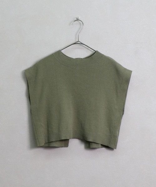 &g'aime(アンジェム)の「【&g'aime】ミラノリブニットショートベスト(ベスト・レディース・ライトグレー/ブラック/カーキ/グレイッシュベージュ・FREE)」の7枚目の写真