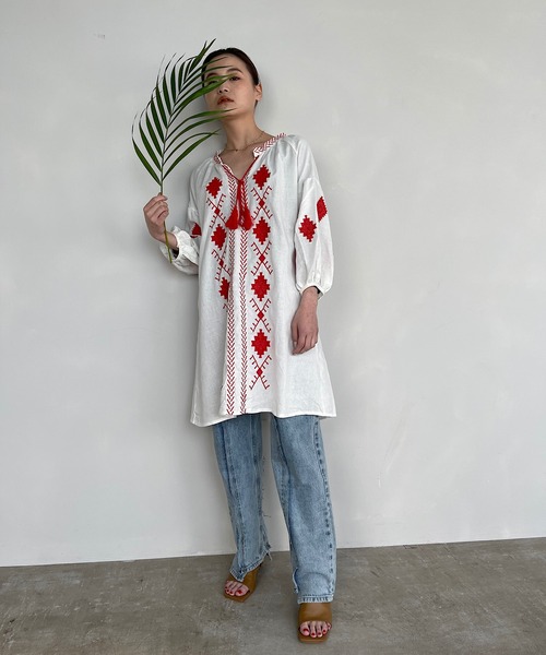 SANSeLF（サンセルフ）の「【SANSeLF】mexican tunic tops sanw71（ワンピース・レディース・ホワイト・FREE）」の2枚目の写真