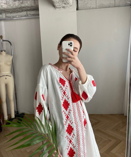 SANSeLF（サンセルフ）の「【SANSeLF】mexican tunic tops sanw71（ワンピース・レディース・ホワイト・FREE）」の4枚目の写真