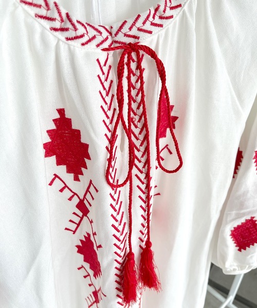 SANSeLF（サンセルフ）の「【SANSeLF】mexican tunic tops sanw71（ワンピース・レディース・ホワイト・FREE）」の6枚目の写真