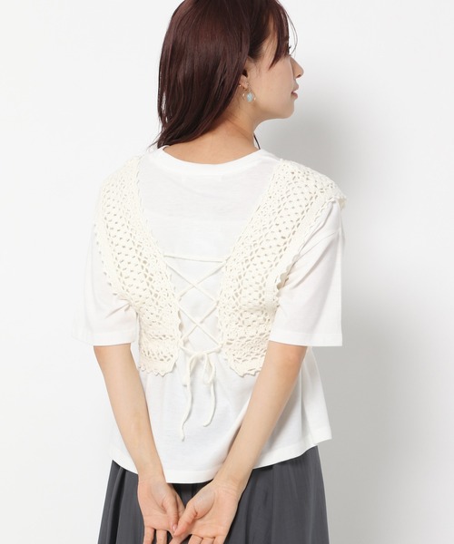 mysty woman(ミスティウーマン)の「かぎ針ビスチェ 945019(ベスト・レディース・オフホワイト/ライトベージュ/ブラック・FREE)」の12枚目の写真