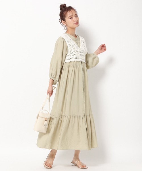 mysty woman(ミスティウーマン)の「かぎ針ビスチェ 945019(ベスト・レディース・オフホワイト/ライトベージュ/ブラック・FREE)」の17枚目の写真