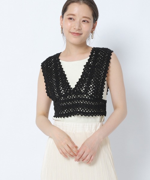 mysty woman(ミスティウーマン)の「かぎ針ビスチェ 945019(ベスト・レディース・オフホワイト/ライトベージュ/ブラック・FREE)」の19枚目の写真