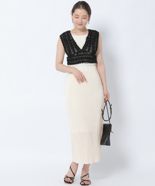 mysty woman(ミスティウーマン)の「かぎ針ビスチェ 945019(ベスト・レディース・オフホワイト/ライトベージュ/ブラック・FREE)」の20枚目の写真