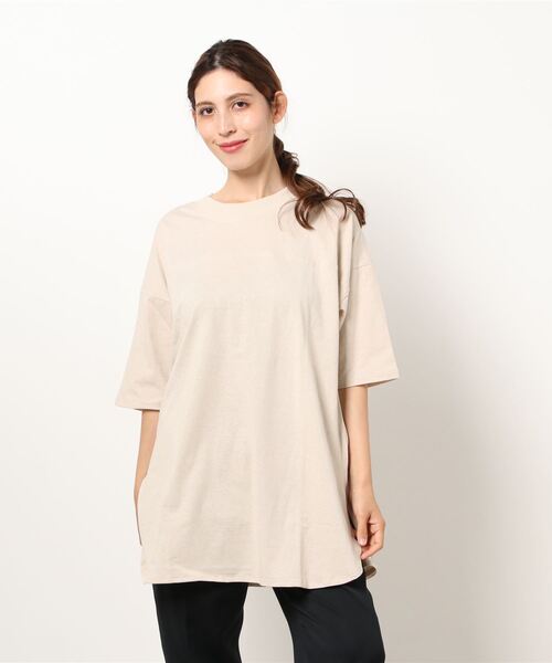 Samansa Mos2（サマンサ モスモス）の「ロゴチュニックTee（Tシャツ/カットソー・レディース・ベージュ/オフホワイト/チャコール・ﾌﾘ-）」の3枚目の写真