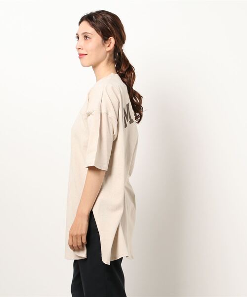 Samansa Mos2（サマンサ モスモス）の「ロゴチュニックTee（Tシャツ/カットソー・レディース・ベージュ/オフホワイト/チャコール・ﾌﾘ-）」の4枚目の写真