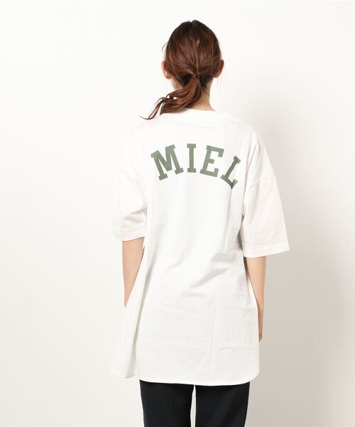 Samansa Mos2（サマンサ モスモス）の「ロゴチュニックTee（Tシャツ/カットソー・レディース・ベージュ/オフホワイト/チャコール・ﾌﾘ-）」の5枚目の写真