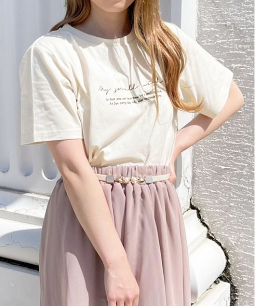 apres jour（アプレジュール）の「ちびロゴTシャツ【ZOZOTOWN限定アイテム】（Tシャツ/カットソー・レディース・オフホワイト/ピンクベージュ/アイボリー/モカ・フリー/X-LARGE）」の2枚目の写真