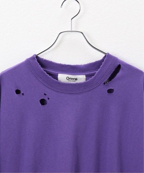 Oriens JOURNAL STANDARD（オリエンス ジャーナルスタンダード）の「[ユニセックス]ダメージルーズTシャツ（Tシャツ/カットソー・メンズ・ホワイト/パープル/オレンジ/ブラック系その他・MEDIUM/LARGE）」の6枚目の写真
