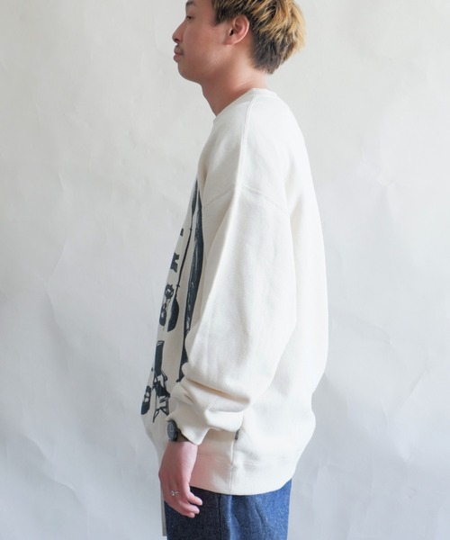 MANASTASH（マナスタッシュ）の「MANASTASH/マナスタッシュ　CAMPER'S SWEAT SHIRTS キャンパーズスウェットシャツ 7113105（スウェット・メンズ・ナチュラル/オレンジ系1・MEDIUM/LARGE/X-LARGE）」の5枚目の写真